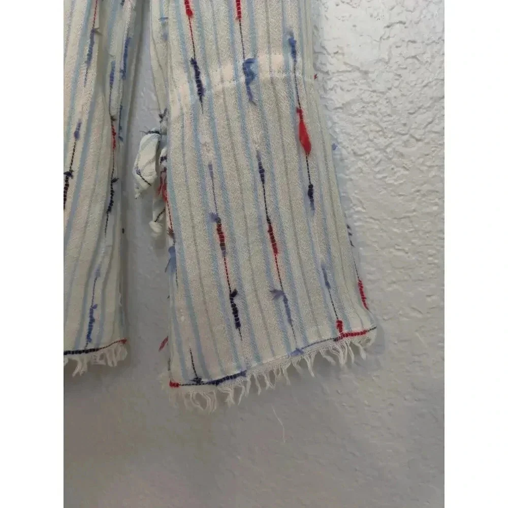 Anthropologie Drew Long Sleeve Boho Stripe Top Fringe‎ Hem V-Neck Size S